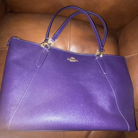 Coach Purple Structured Leather Tote